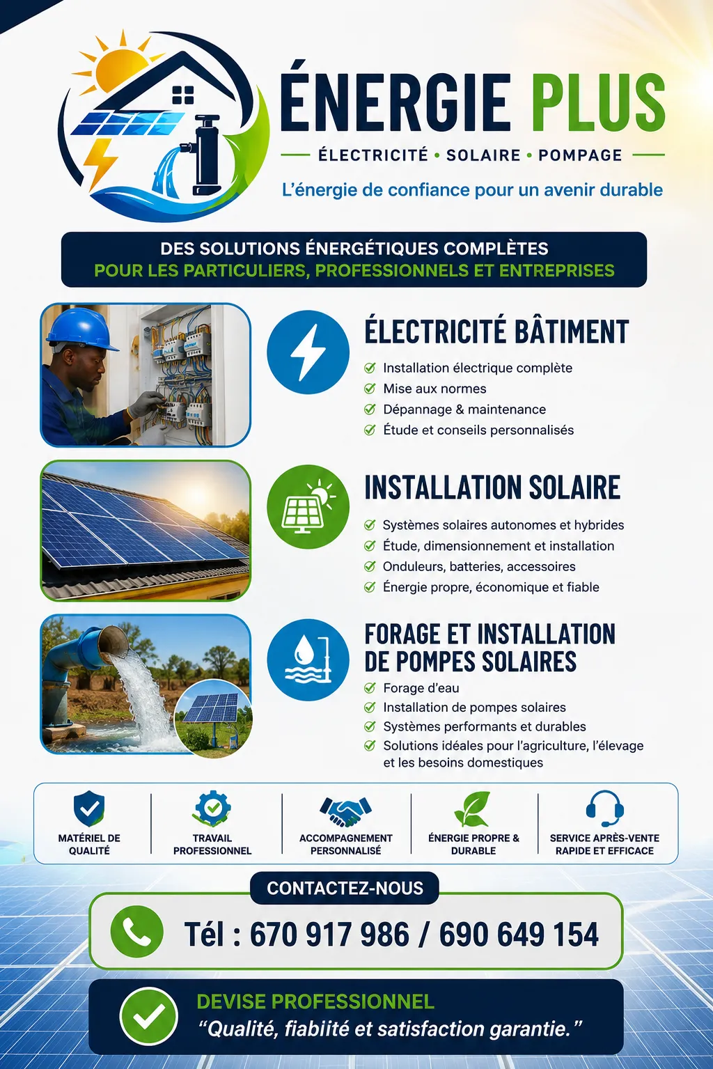 Technicien solaire et électricien bâtiment